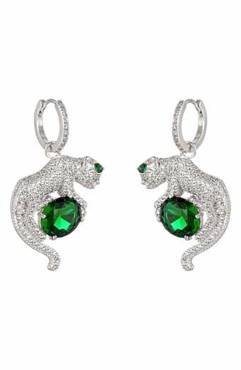 Daria Leopard Green Cubic Zirconia Drop Earrings