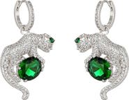 EYE CANDY LOS ANGELES Daria Leopard Green Cubic Zirconia Drop Earrings