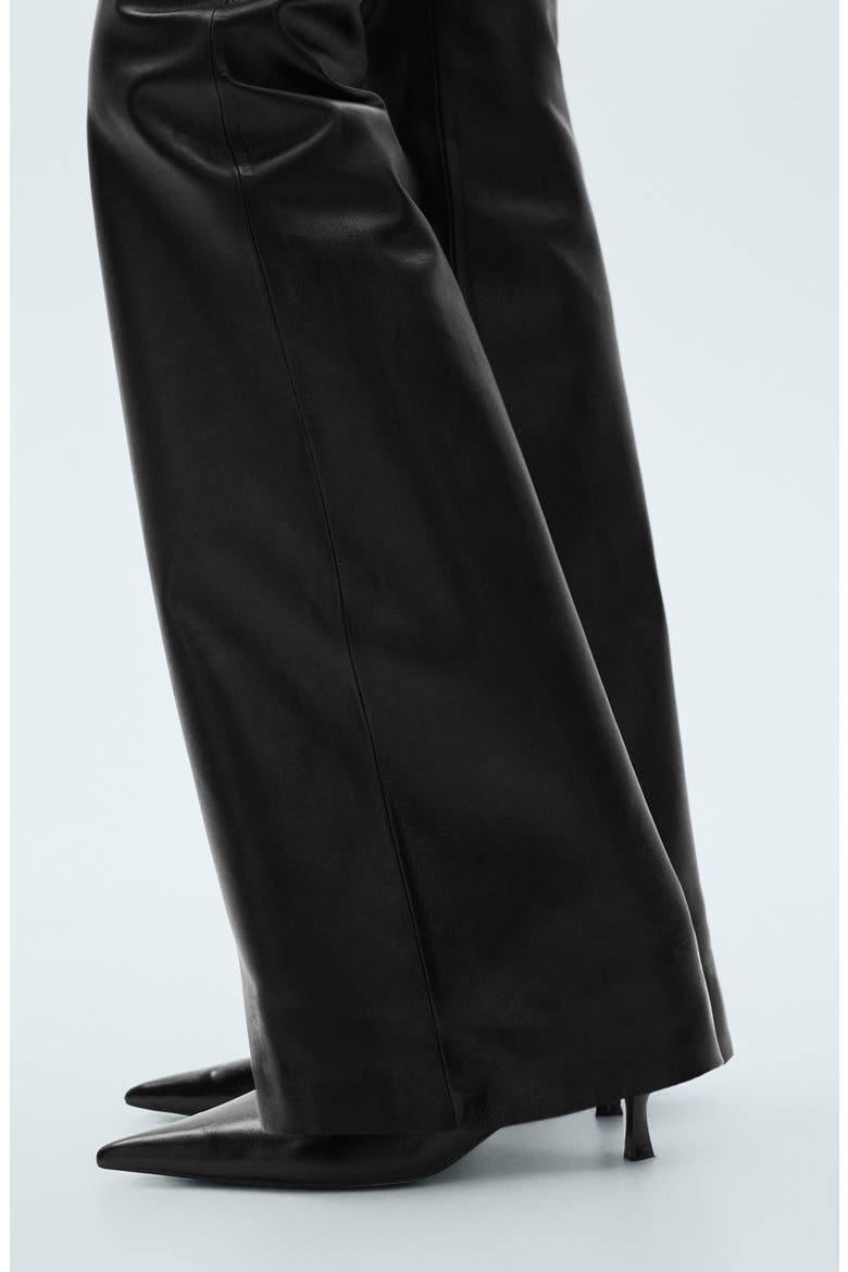 Leather Flare Leg Pants, Alternate, color, BLACK