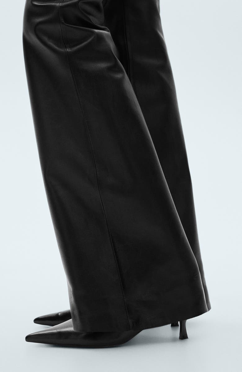 MANGO Leather Flare Leg Pants, Alternate, color, 