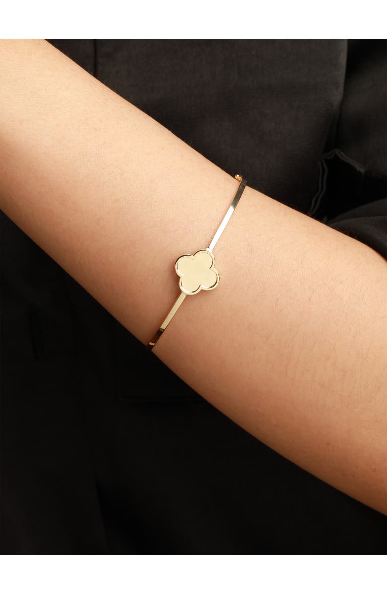 DEVATA Clover Bangle Bracelet in 14K Gold, 15mm, Alternate, color, Yellow Gold
