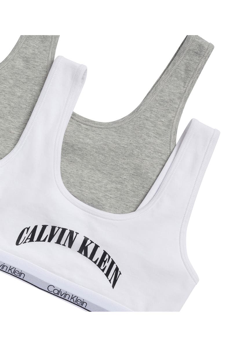 Calvin Klein Kids' NYC Collection 2-Pack Assorted Bralettes, Alternate, color, White/ Heather Grey