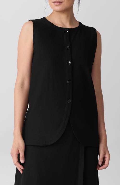 Eileen Fisher Organic Linen Tie Back Longline Vest In Black