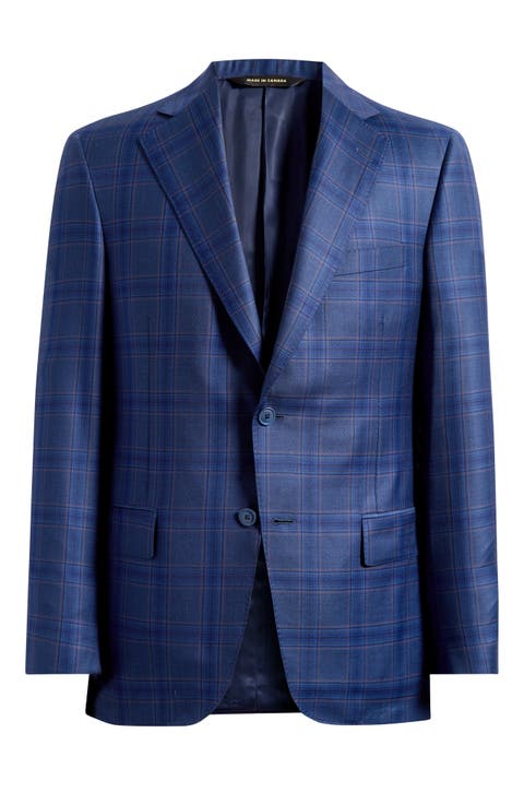Blue Plaid Wool Sport Coat (Regular & Big)