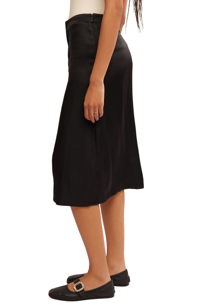 Analise Button Front Satin Midi Skirt