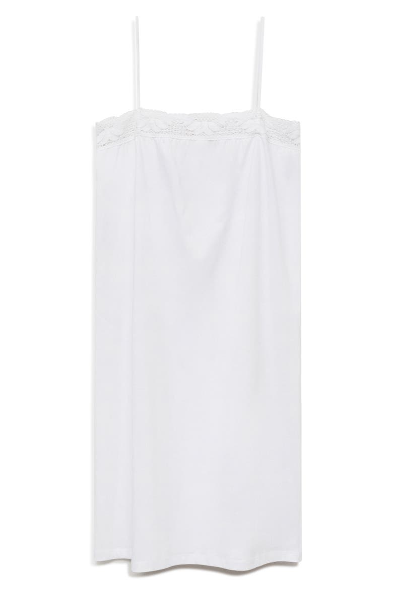 Lace Trim Cotton Nightgown, Main, color, WHITE