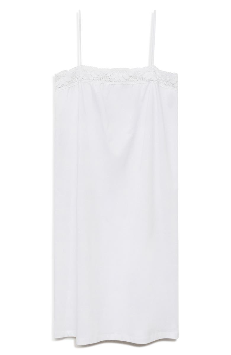 MANGO Lace Trim Cotton Nightgown, Main, color, White