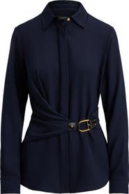Lauren Ralph Lauren Kreshay Button-Up Buckle Top