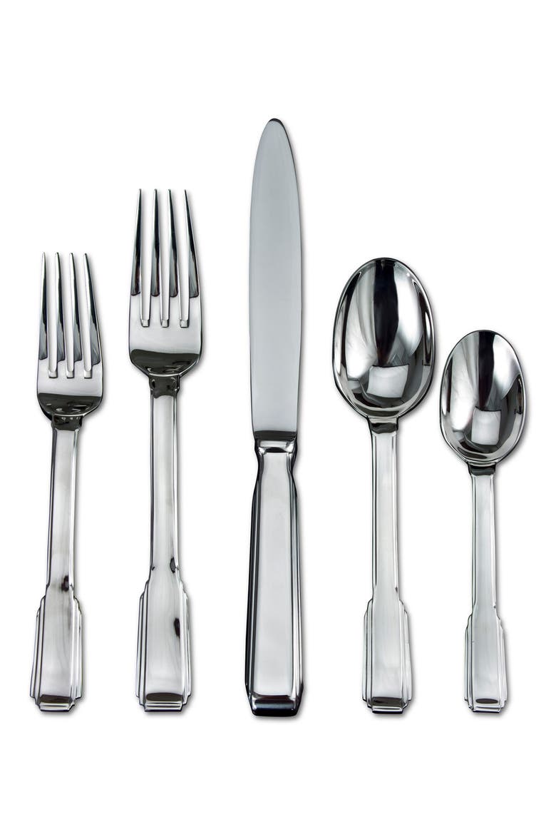 Art Deco 20-Piece Flatware Set, Main, color, SILVER
