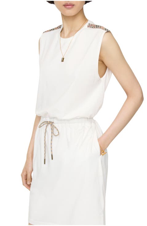 Check Trim Cotton Jersey Dress