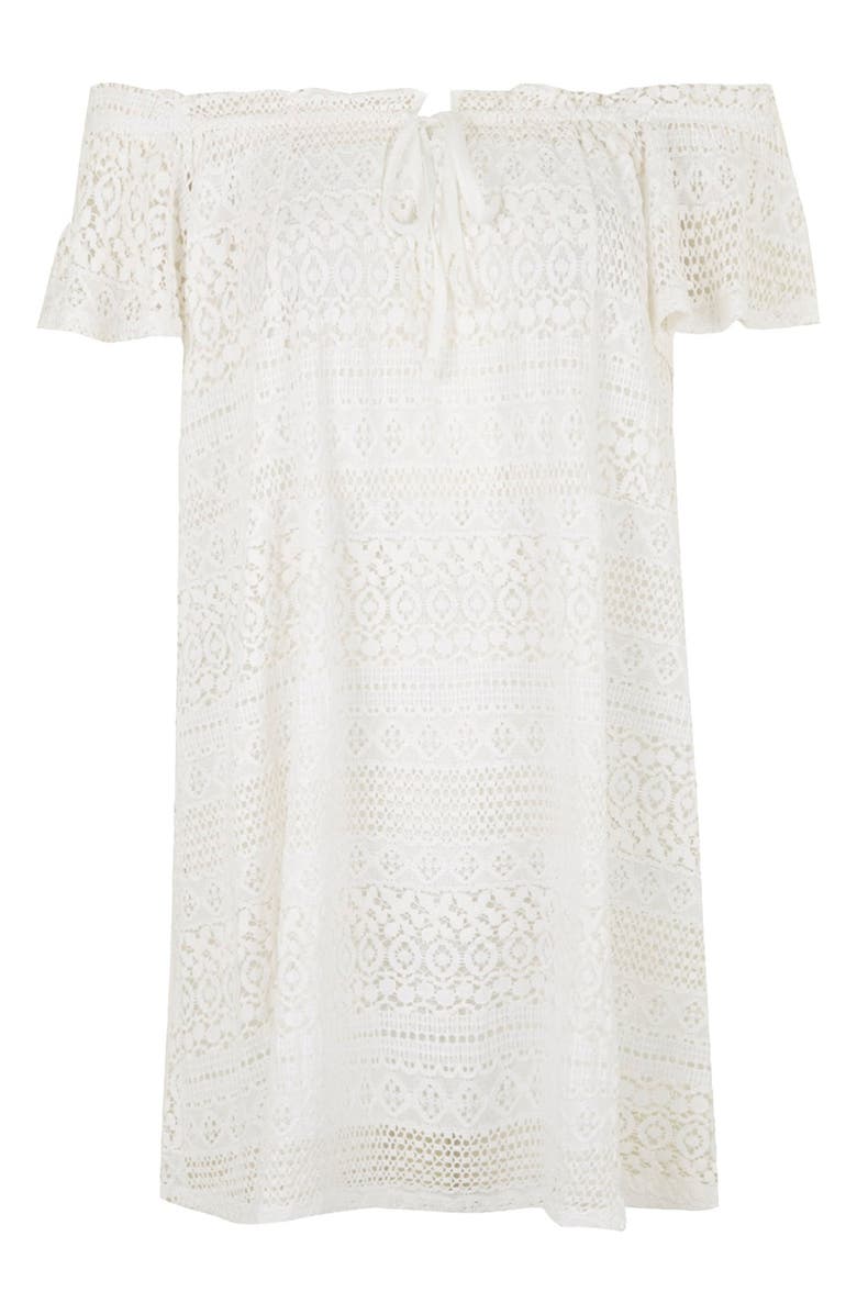 Topshop Lace Off the Shoulder Dress, Alternate, color, 