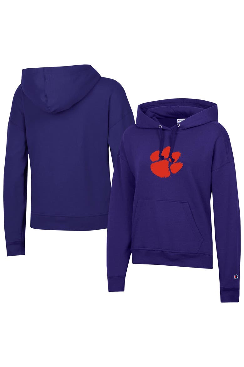 Women's Champion Purple Clemson Tigers Powerblend Fleece Hoodie, Main, color, Purple