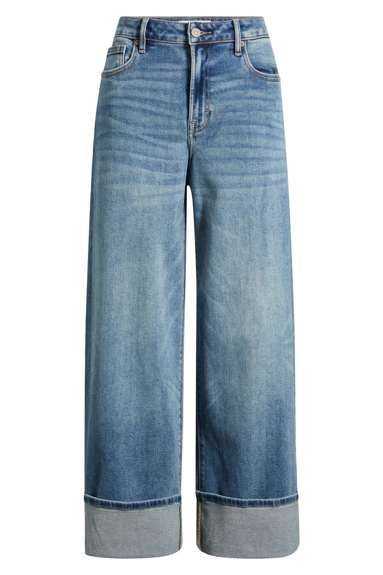 Cuffed Wide Leg Jeans, Alternate, color, MEDIUM WASH