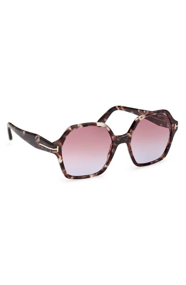 TOM FORD 56mm Geometric Sunglasses, Alternate, color, Colored Havana