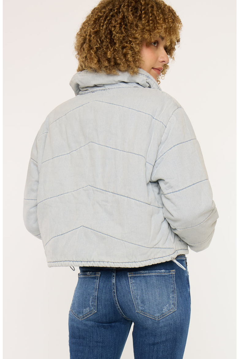 Luciana Denim Puffer Jacket, Alternate, color, Light Wash