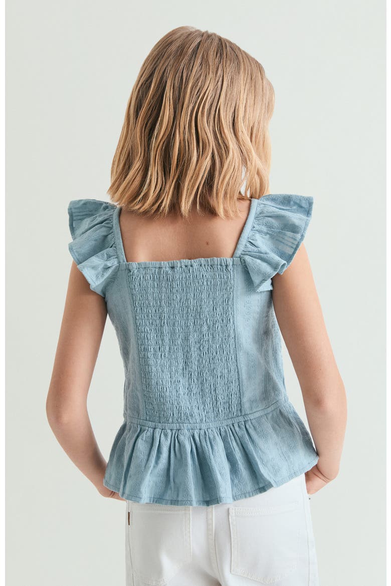 Kids Ruched Ruffled Blouse, Alternate, color, Water