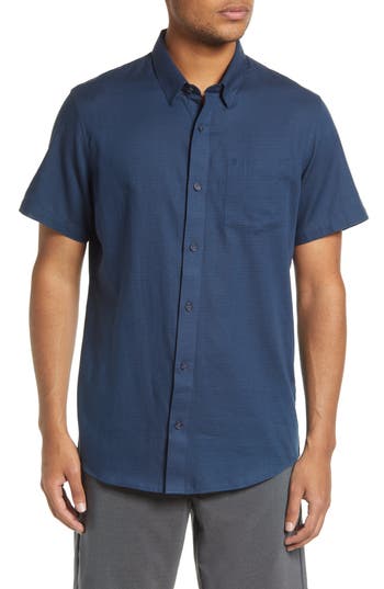 Travismathew Personal Preference Stripe Short Sleeve Cotton Button-up Shirt