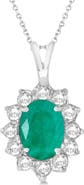 ALLUREZ Lab Emerald & Lab Diamond Accented Pendant Necklace 14k