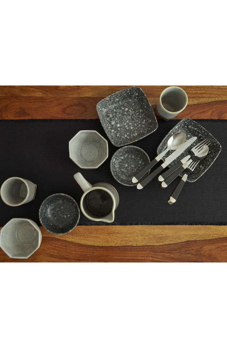 Solino Home Linen Table Runner for Dining Table, Holiday and Everyday Table Decor - Fringe, Alternate, color, Black