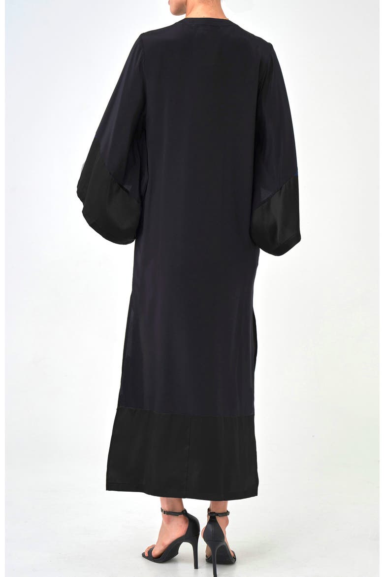 Wide Sleeve Silk Tunic Dress, Alternate, color, Black