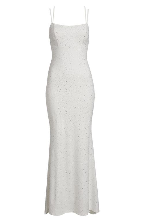Jump Apparel Rhinestone Strappy Gown In White