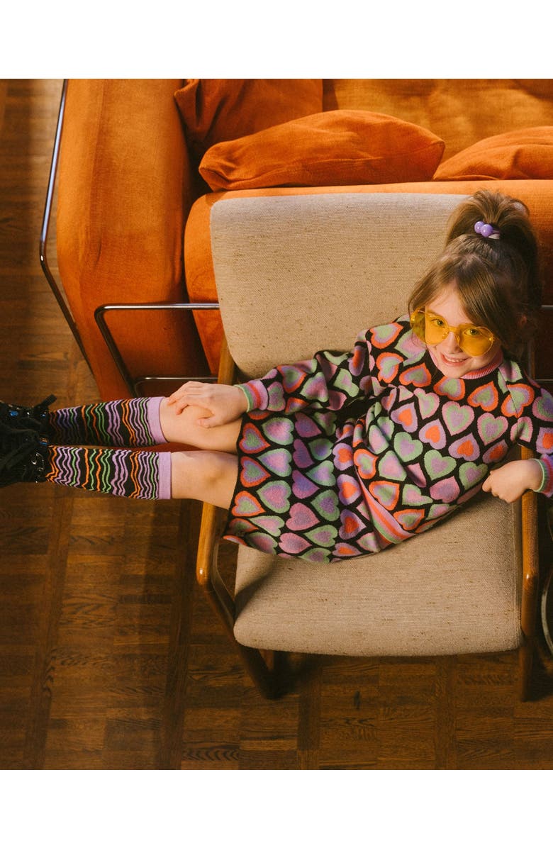 Deux par Deux Girl's Jacquard Hearts Sweater Multicolor, Alternate, color, 