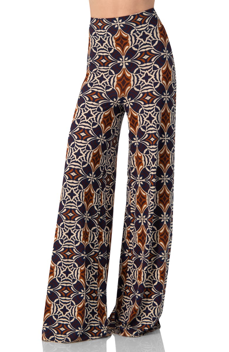 IVONNE Wide-Leg Patterned Palazzo Trousers, Main, color, Multi-Brown