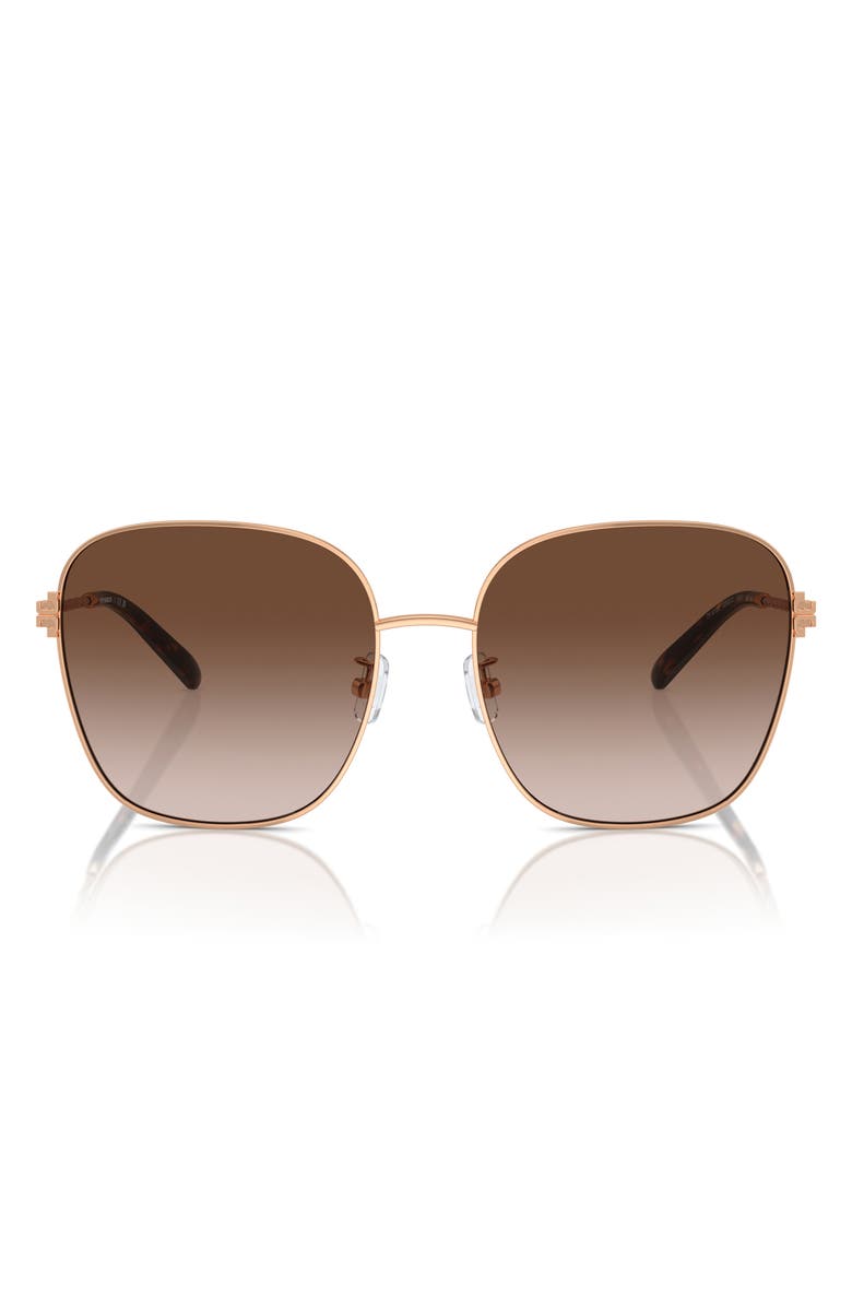 Tory Burch 57mm Gradient Square Sunglasses, Main, color, Rose Gold
