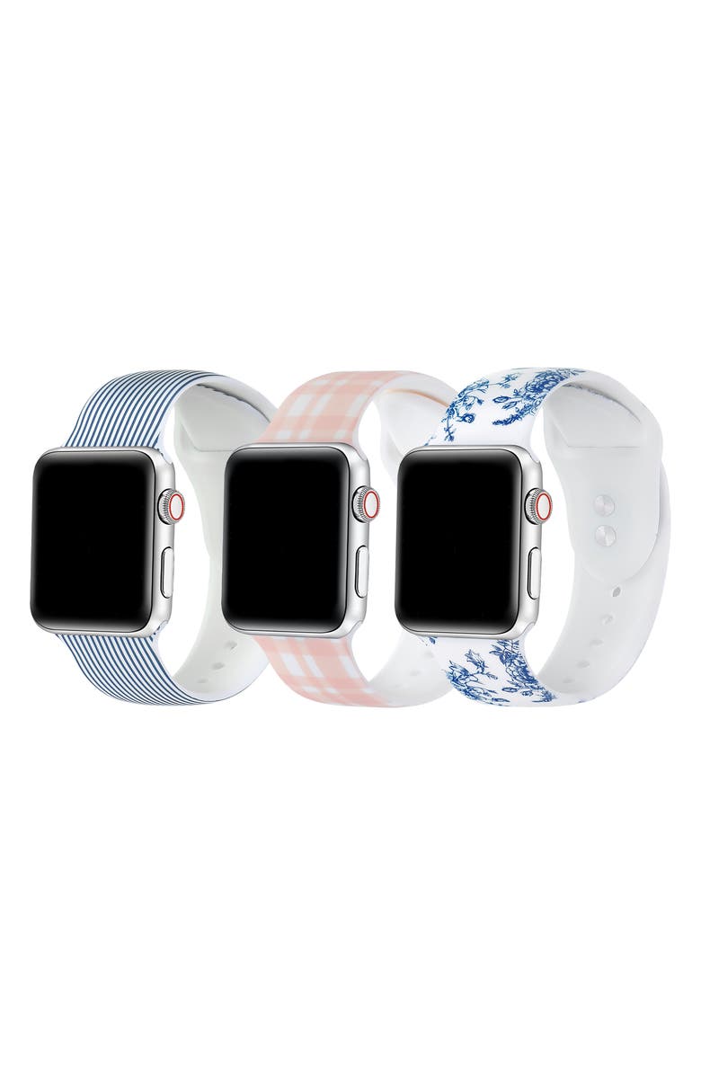 The Posh Tech Assorted 3-Pack Printed Silicone Apple Watch<sup>®</sup> Watchbands, Main, color, 