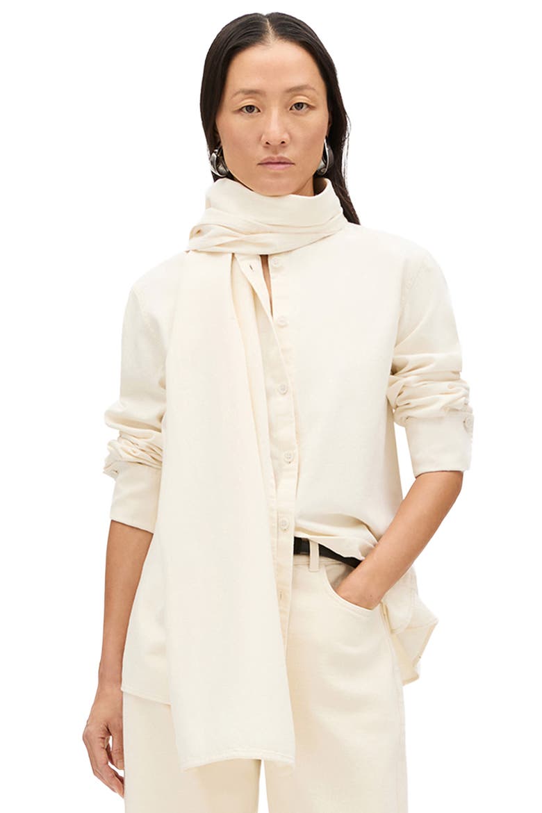 Chambray Bow Blouse, Main, color, Ecru