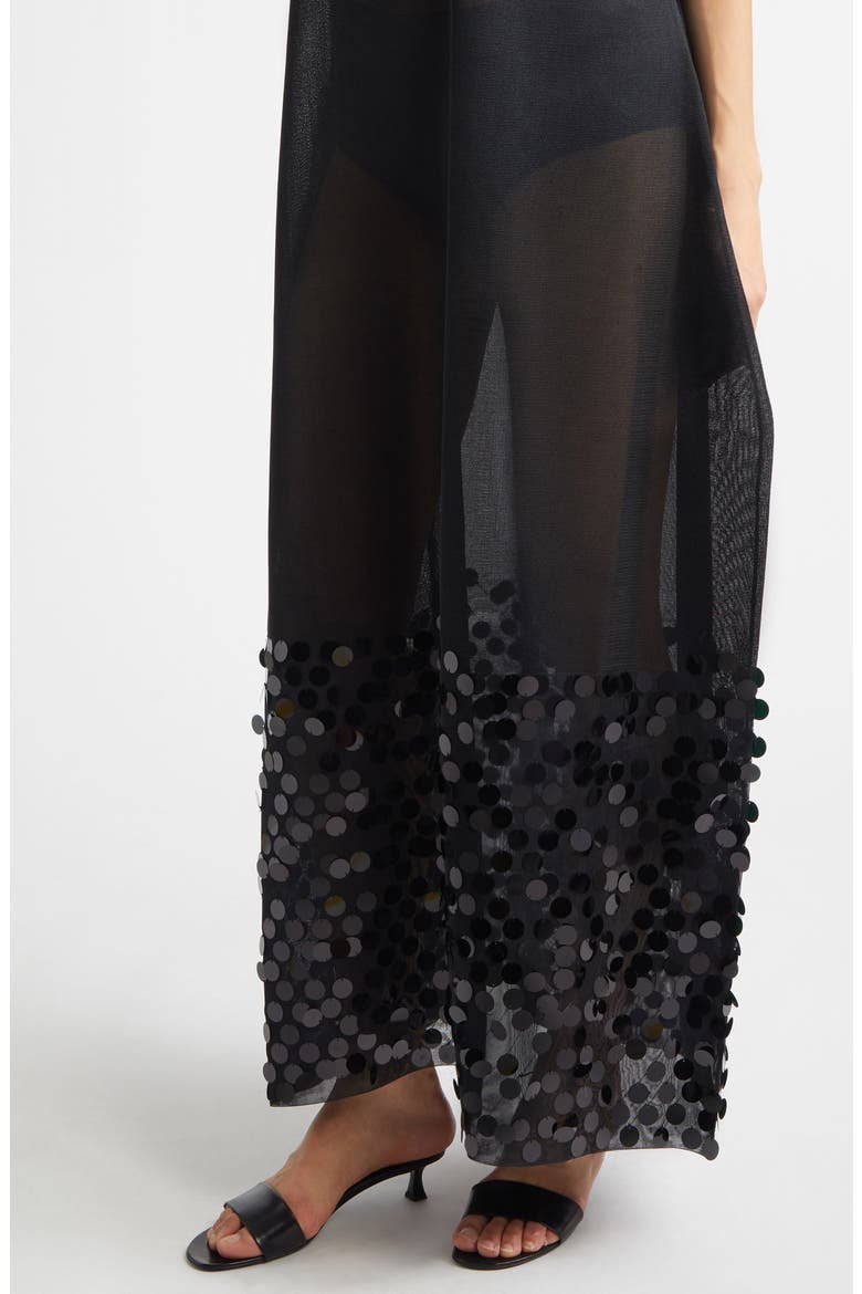 Molly Paillette Mesh Gown, Alternate, color, BLACK