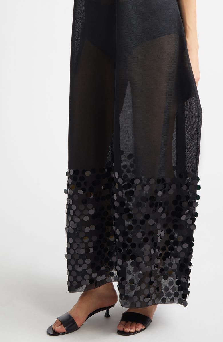 ZANKOV Molly Paillette Mesh Gown, Alternate, color, Black