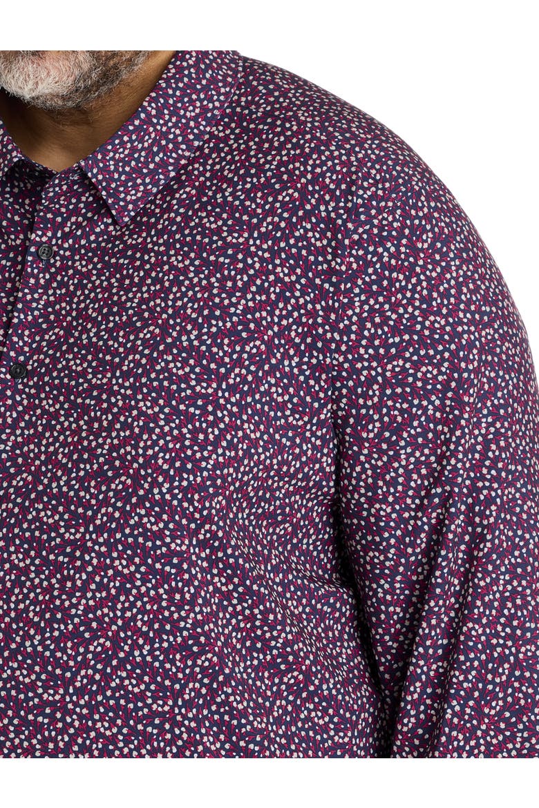 Big & Tall Micro Floral Patterned Sport Shirt, Alternate, color, ZINFANDEL