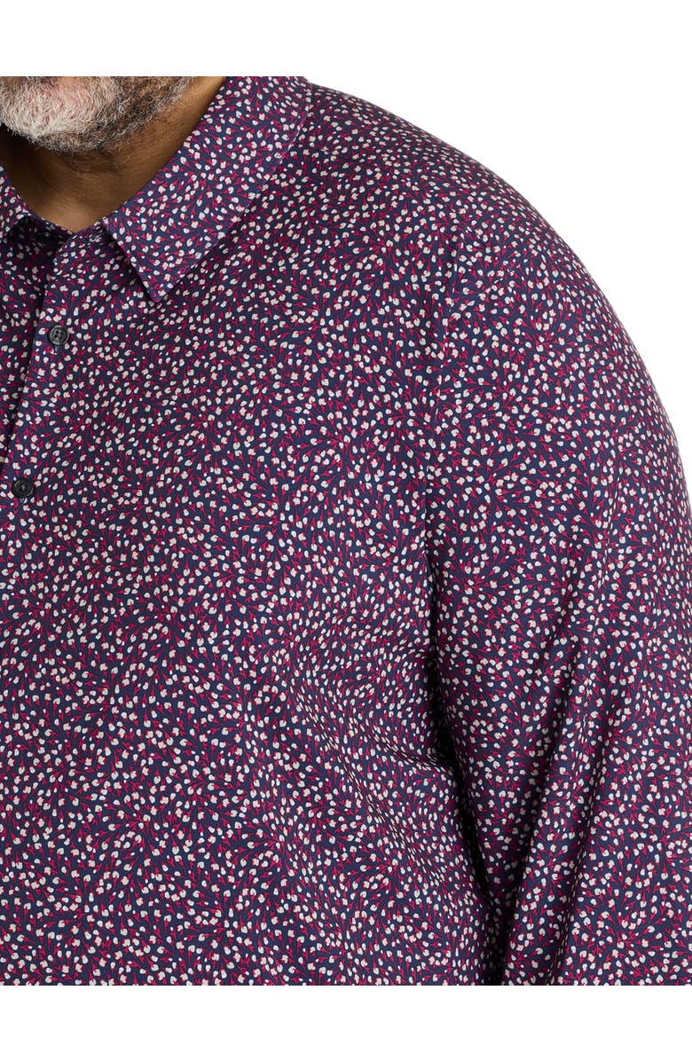 Perry Ellis Big & Tall Micro Floral Patterned Sport Shirt, Alternate, color, Zinfandel