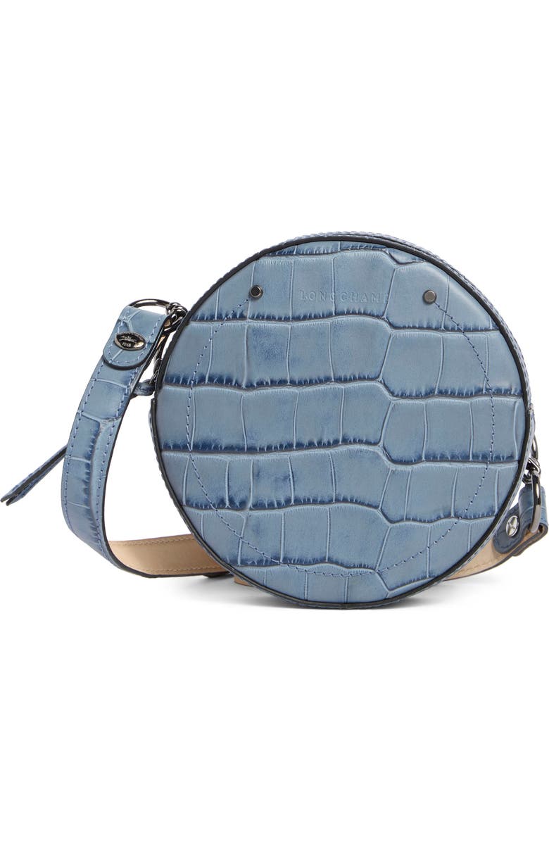 Longchamp Croc Embossed Circle Belt Bag, Main, color, Cloud Blue