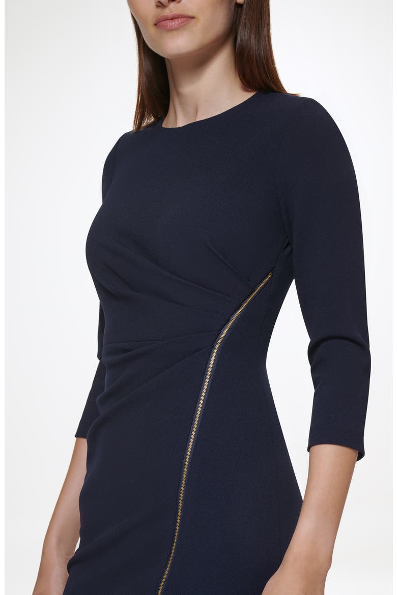 Zip Trim Sheath Dress, Alternate, color, INDIGO
