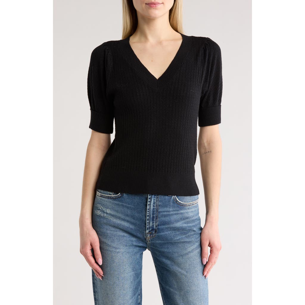 Dr2 By Daniel Rainn Pointelle Stitch Sweater In P469 Black