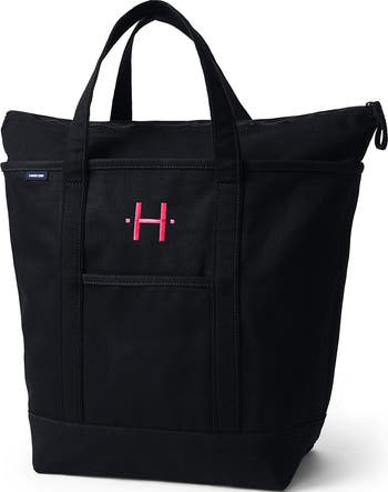 LANDS’END canvas tote bag size M Lands' End Large 5 Pocket Zip Top Canvas Tote Bag