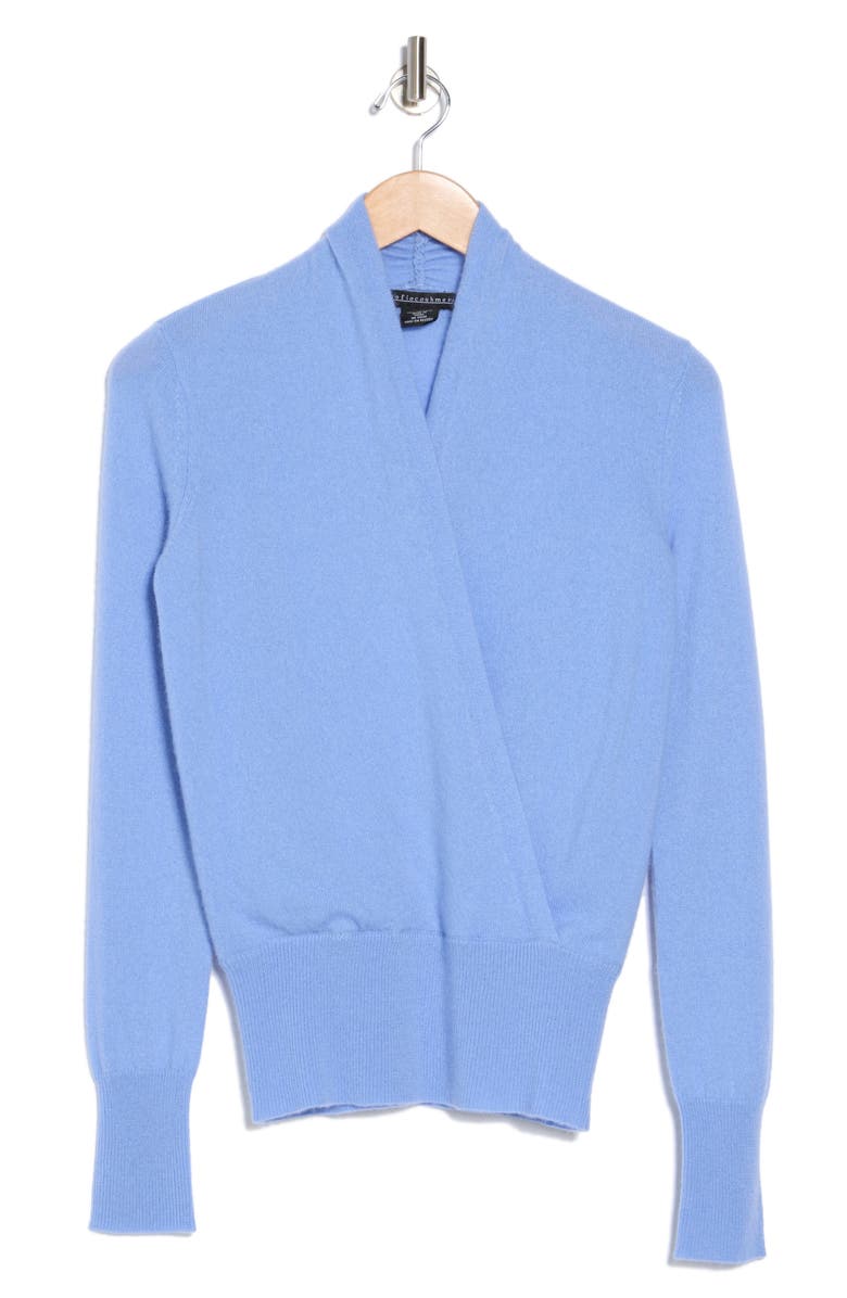 Sofia Cashmere Cashmere Faux Wrap Sweater, Alternate, color, Denim