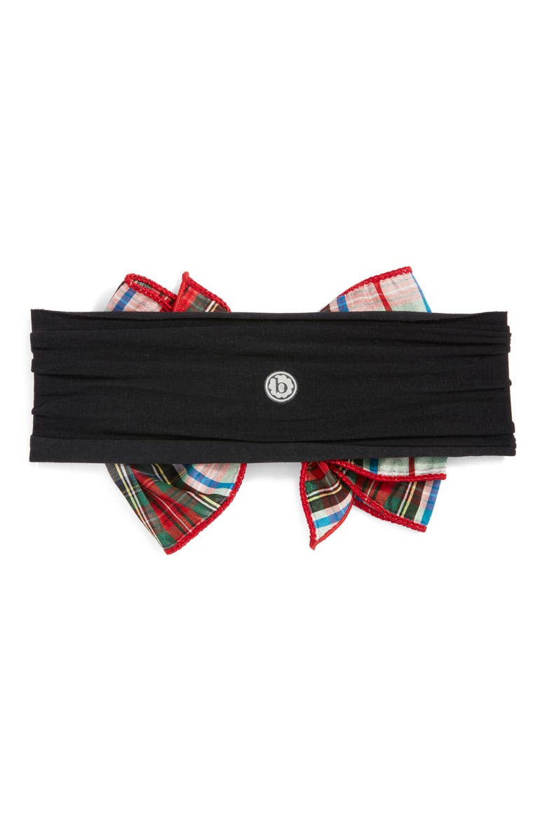 Kids' Classic Bow Headband, Alternate, color, BLACK/ HOLIDAY PLAID