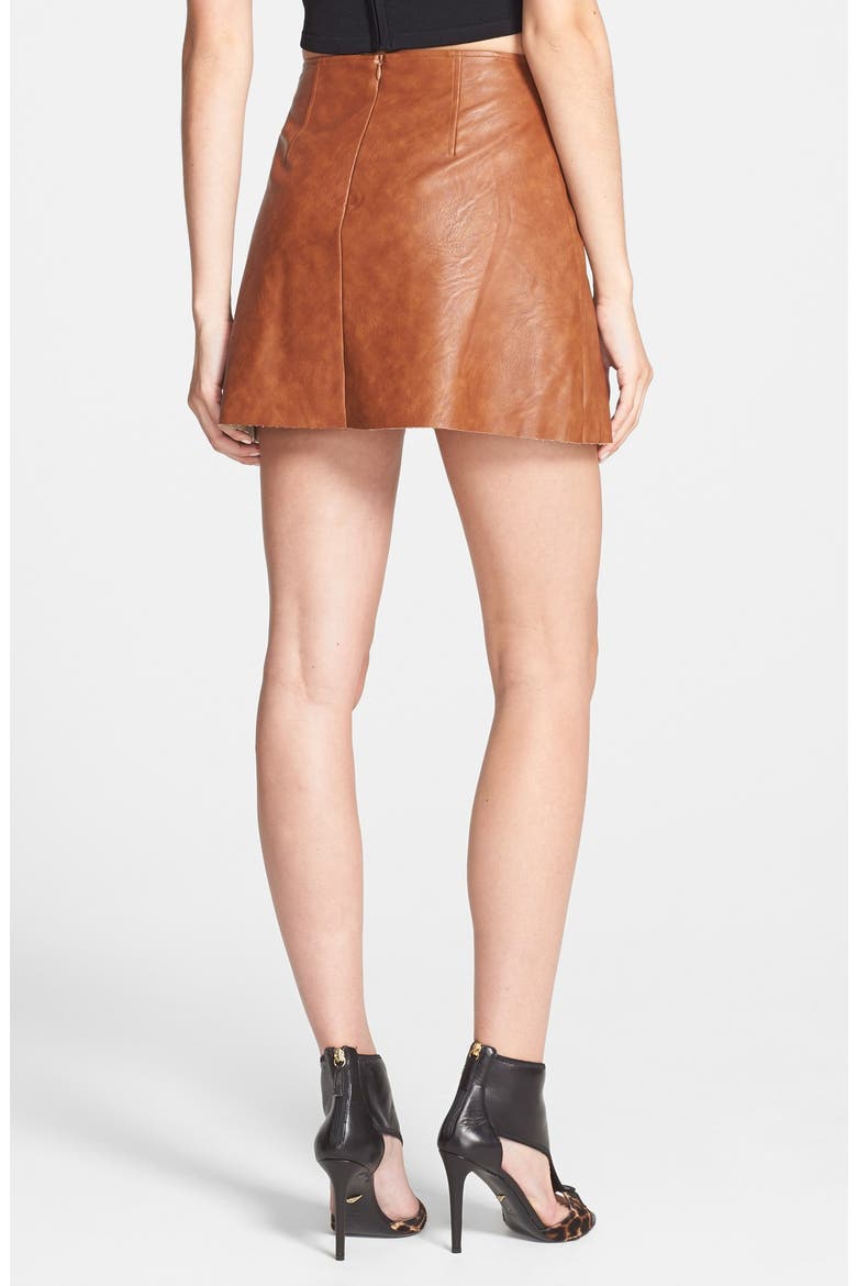 ASTR Faux Leather Pleat Front Skirt, Alternate, color, AMBER BROWN