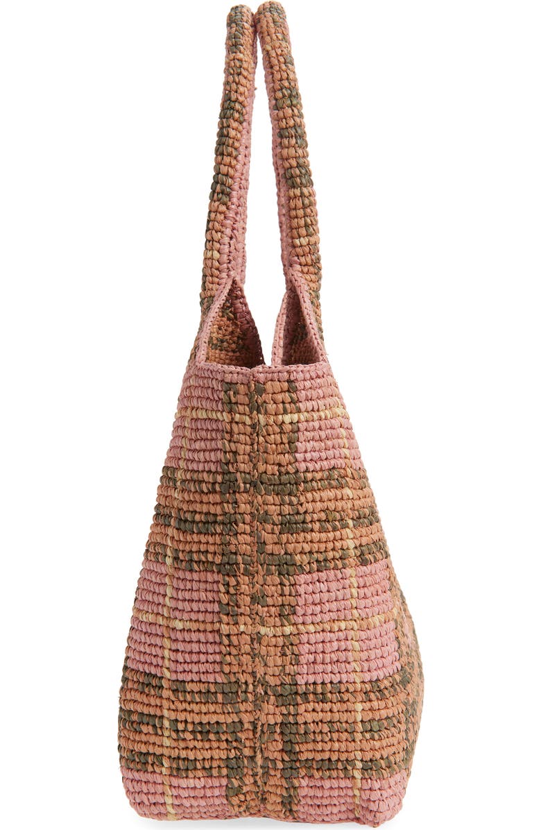 Burberry Small Margate Check Raffia Tote, Alternate, color, Pink Ip Check