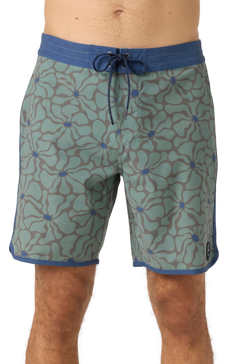 O'Neill OG Print Scallop Swim Trunks, Main, color, Seagrass