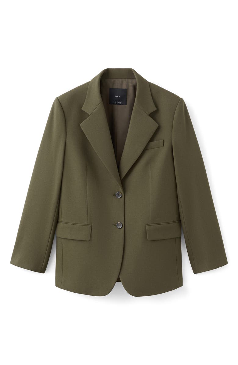 MANGO Notch Collar Blazer, Alternate, color, Khaki Green