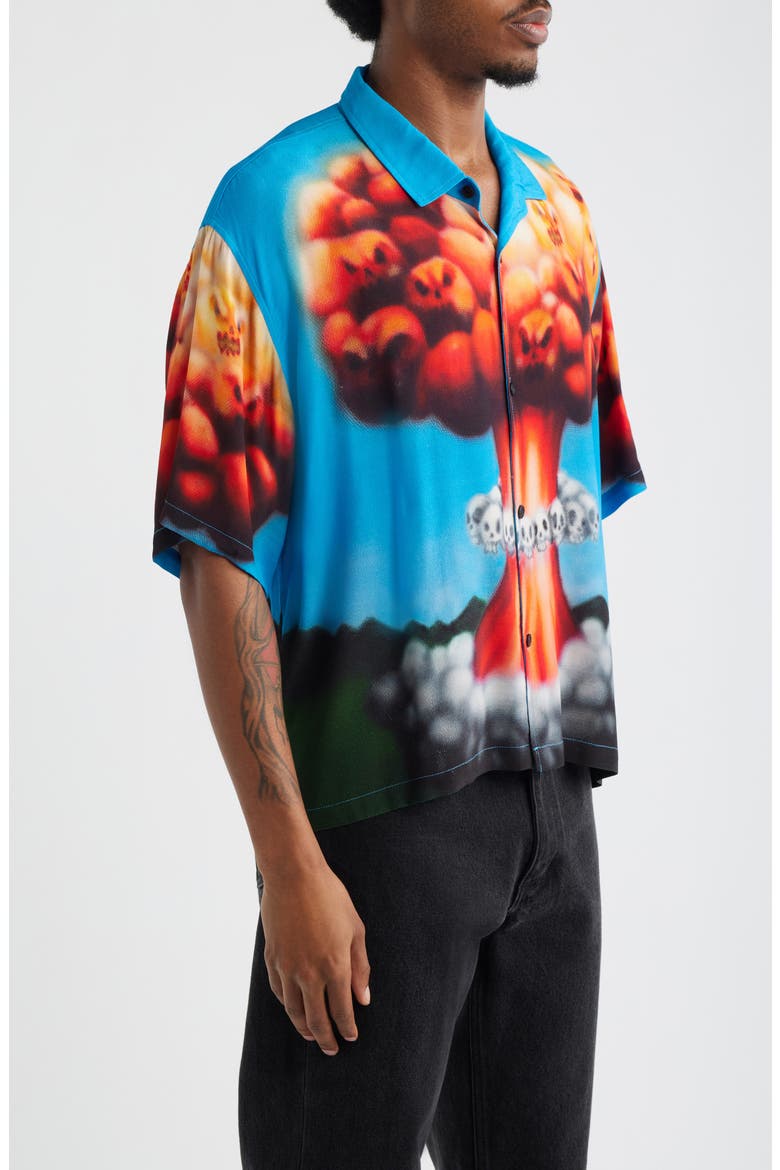 Explosion Graphic Button-Up Shirt, Alternate, color, BLUE MULTI