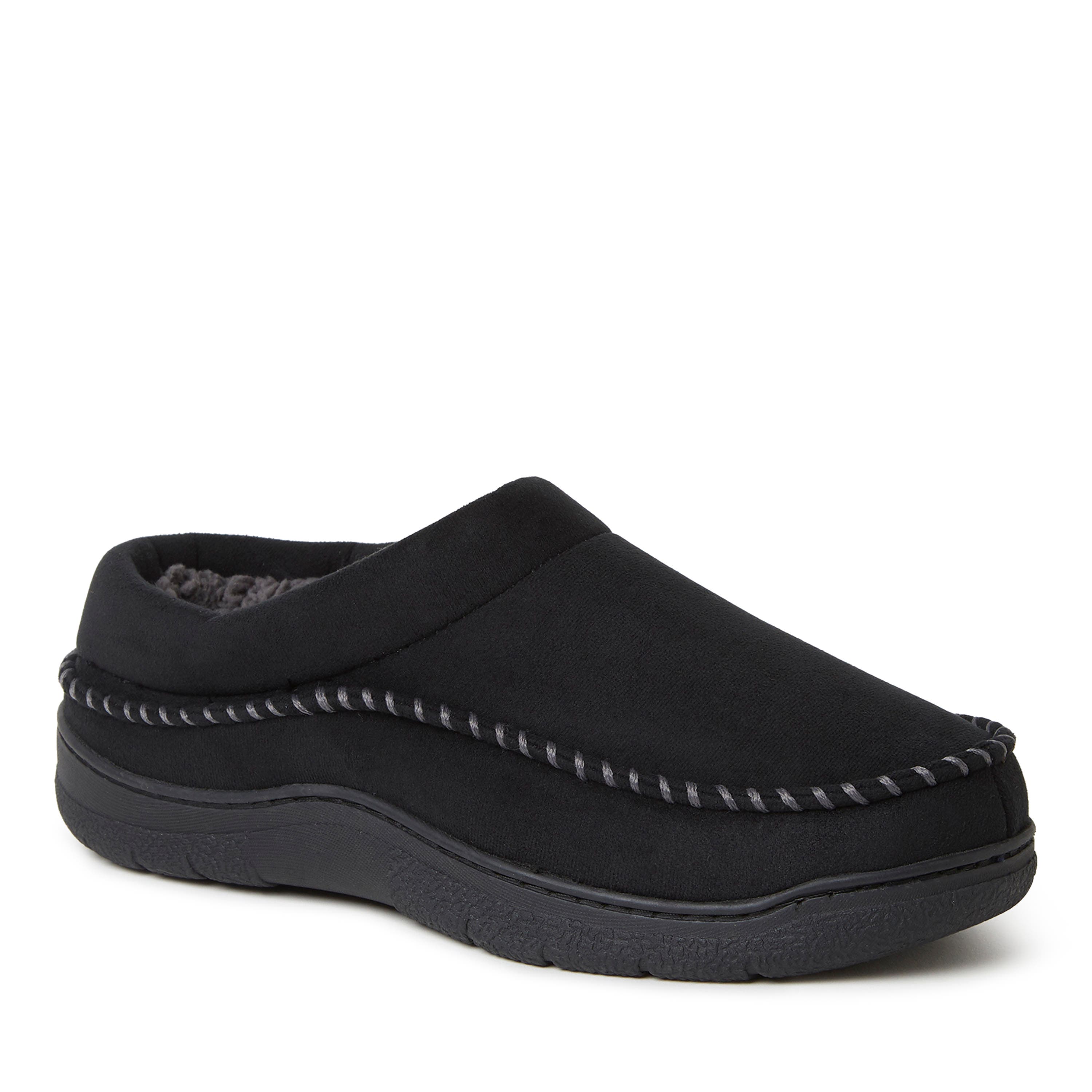 DEARFOAMS Thompson Moccasin Toe Clog Slipper in Black Solid 