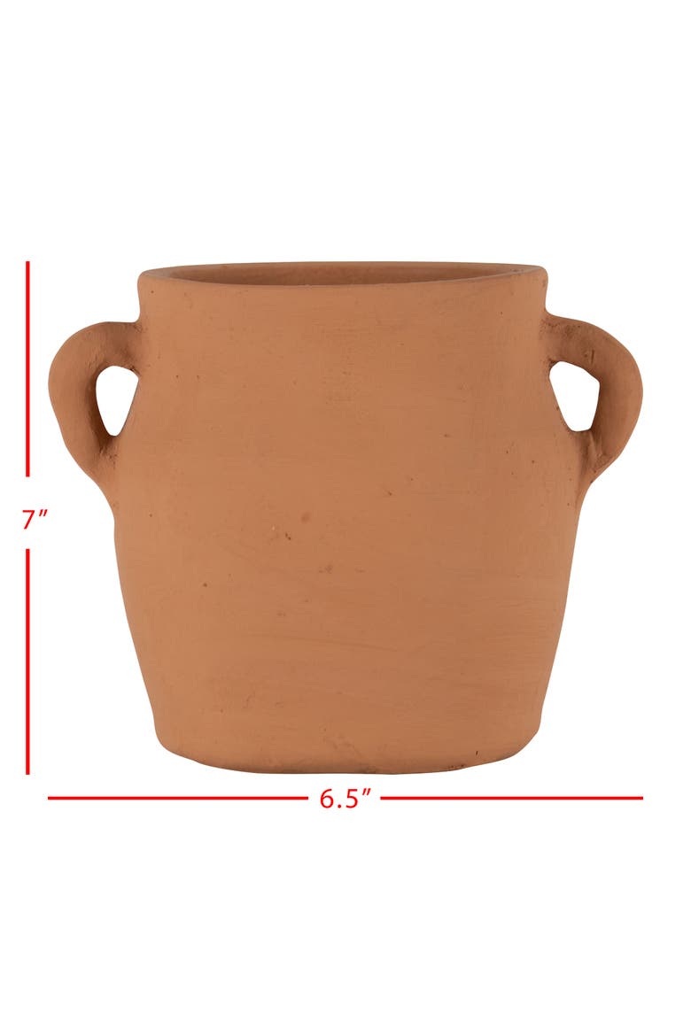 Natural Handthrown Terracotta Vase with Handles, Alternate, color, Brown