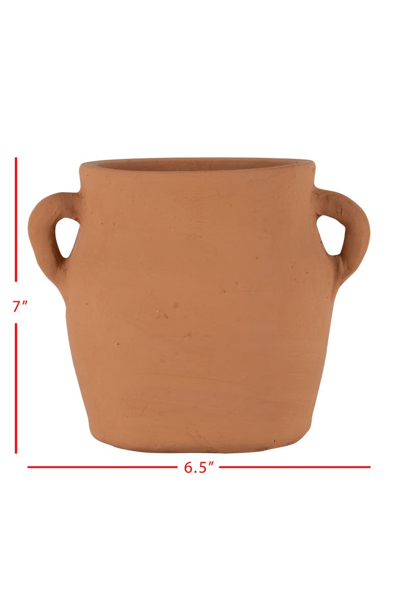 Foreside Home and Garden Natural Handthrown Terracotta Vase with Handles, Alternate, color, Brown