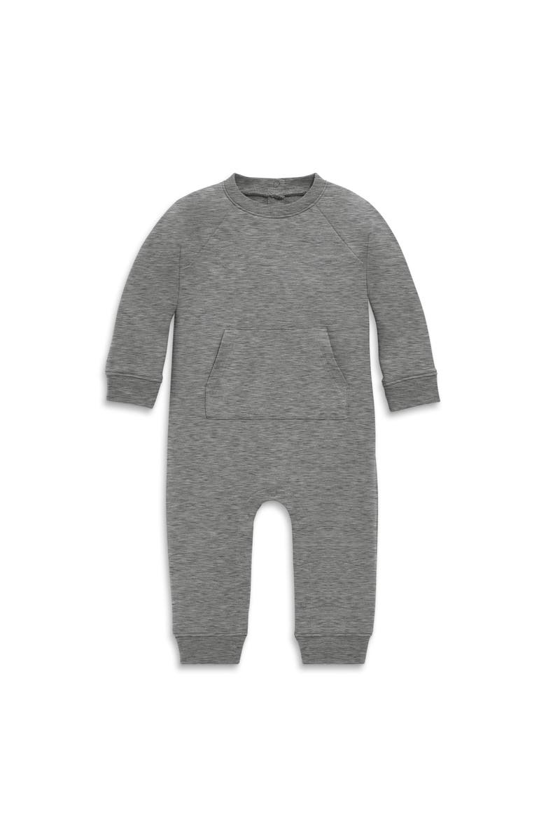Primary Baby Sweatshirt Romper, Main, color, Heather Storm Gray