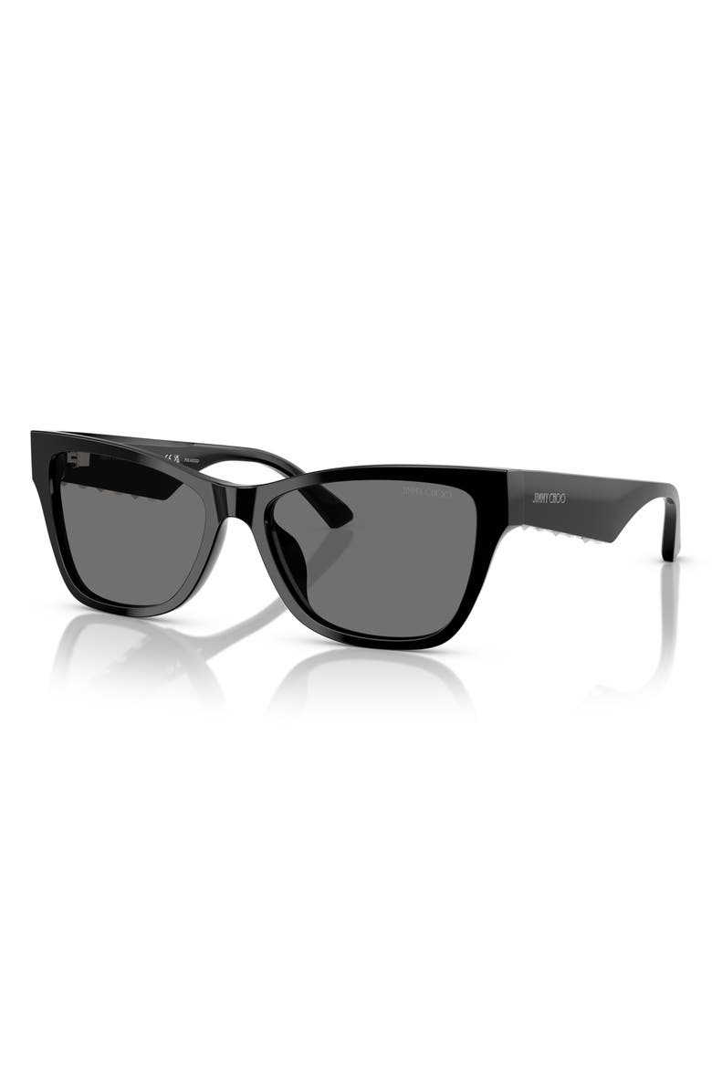 Jimmy Choo 55mm Polarized Pillow Sunglasses, Alternate, color, Black / Polar Grey